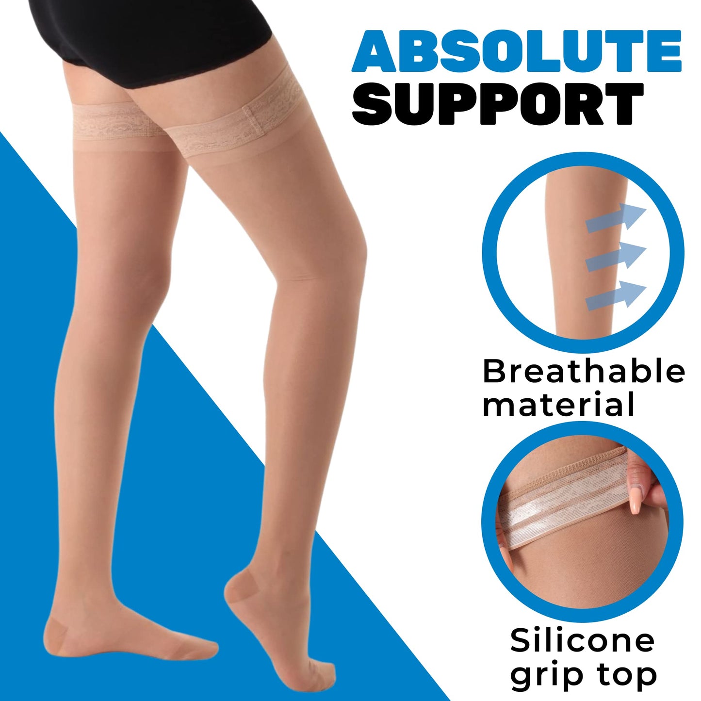 Sheer Lace Compression Thigh Highs 20-30mmHg, A206