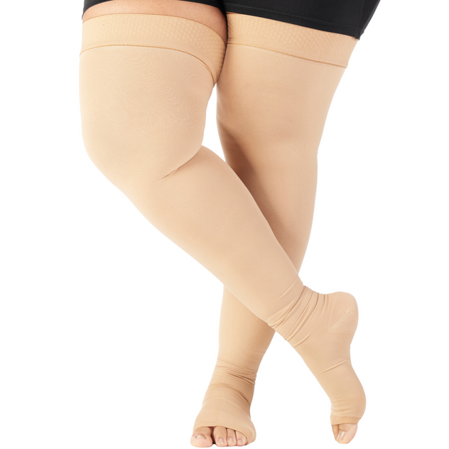 Open Toe Compression Thigh Highs for Women 20-30mmHg, A213W
