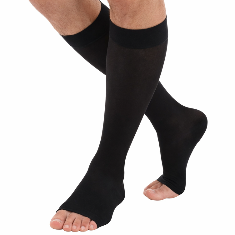 Open Toe Compression Knee High Socks for Men 15-20mmHg, A131OT-M