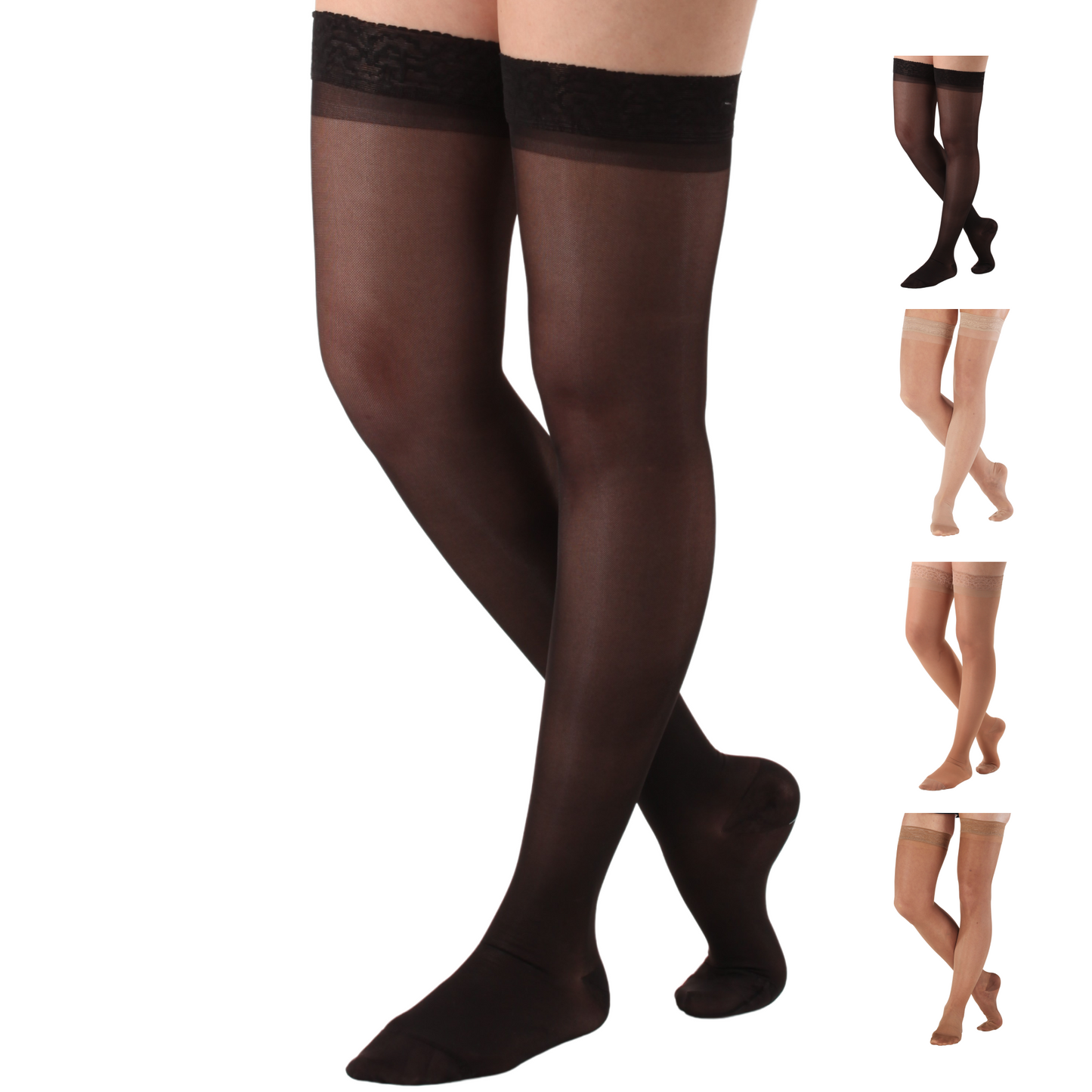 Sheer Compression Thigh High, 15-20mmHg, A102