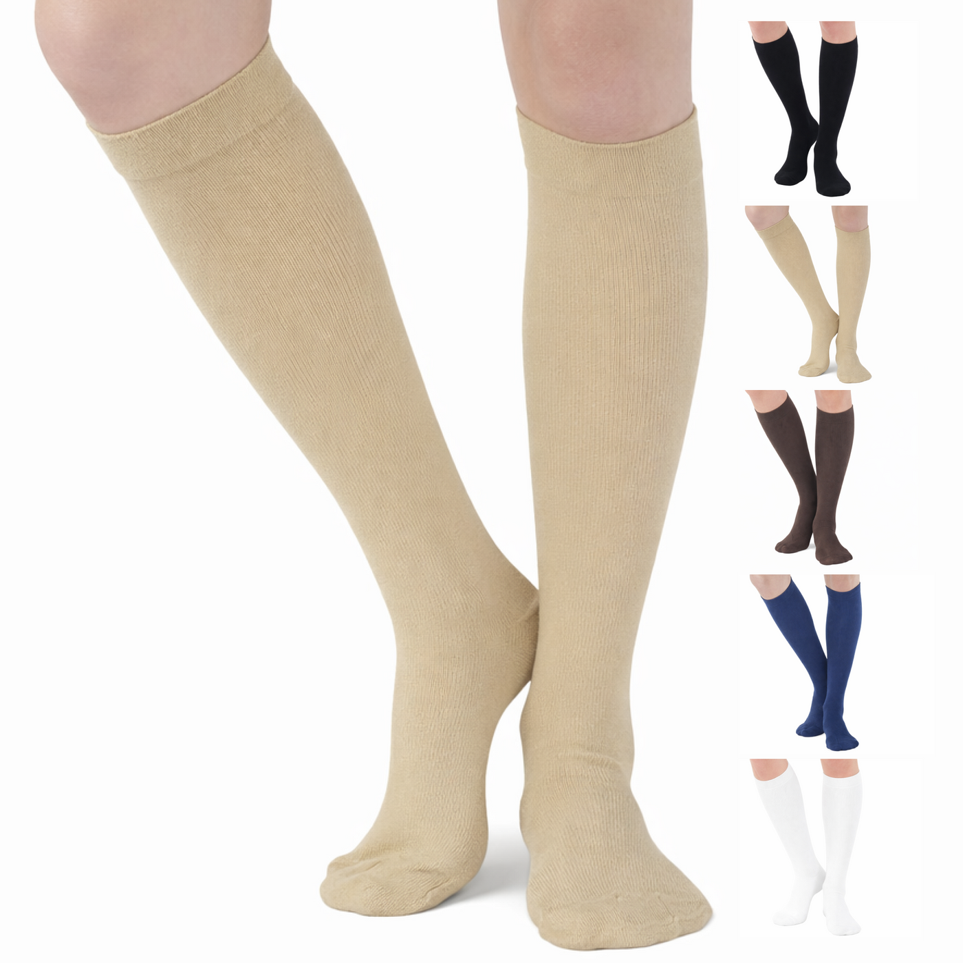 Cotton Compression Knee High Socks for Women 20-30mmHg, A105W