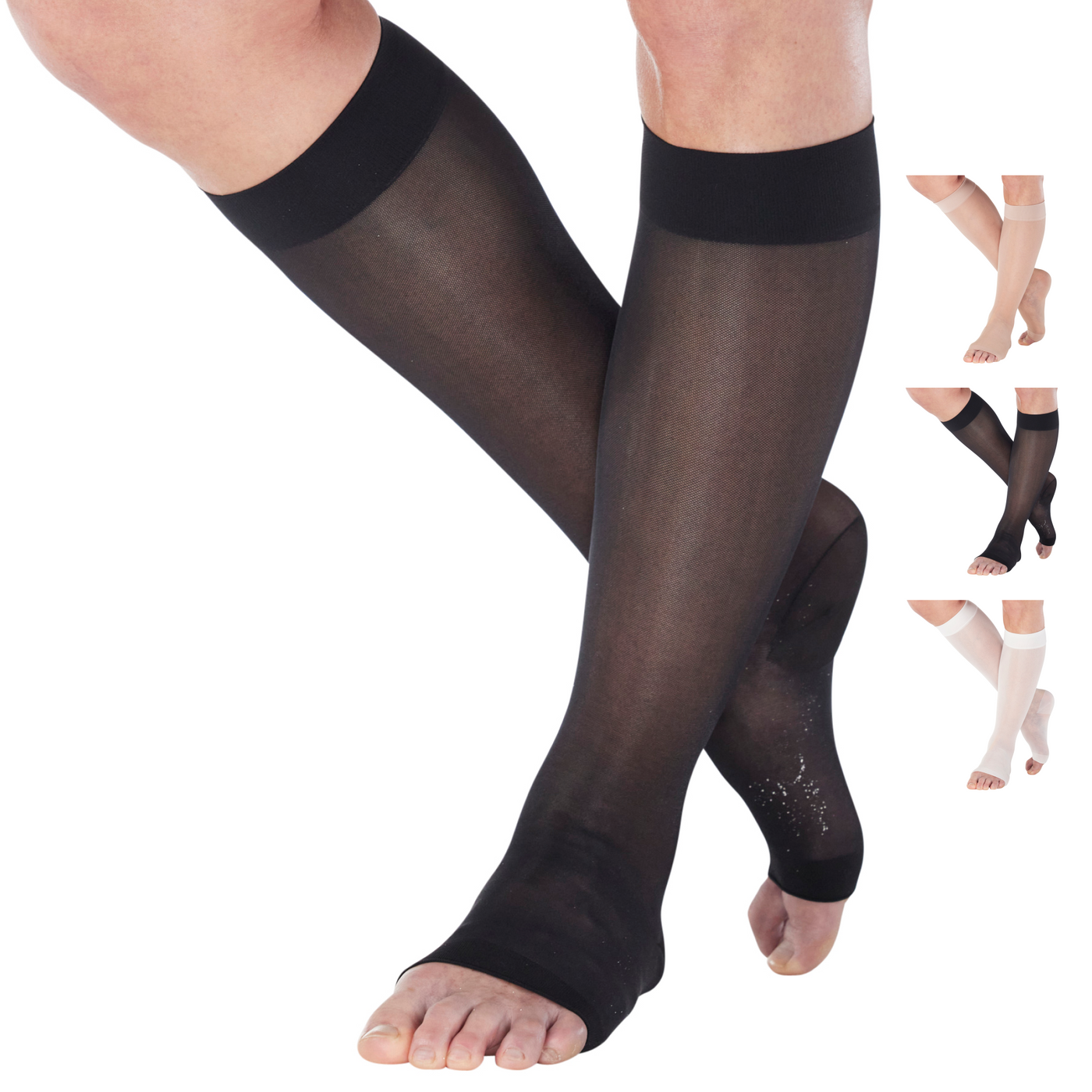 Open Toe Compression Knee High for Women 15-20mmHg, A111