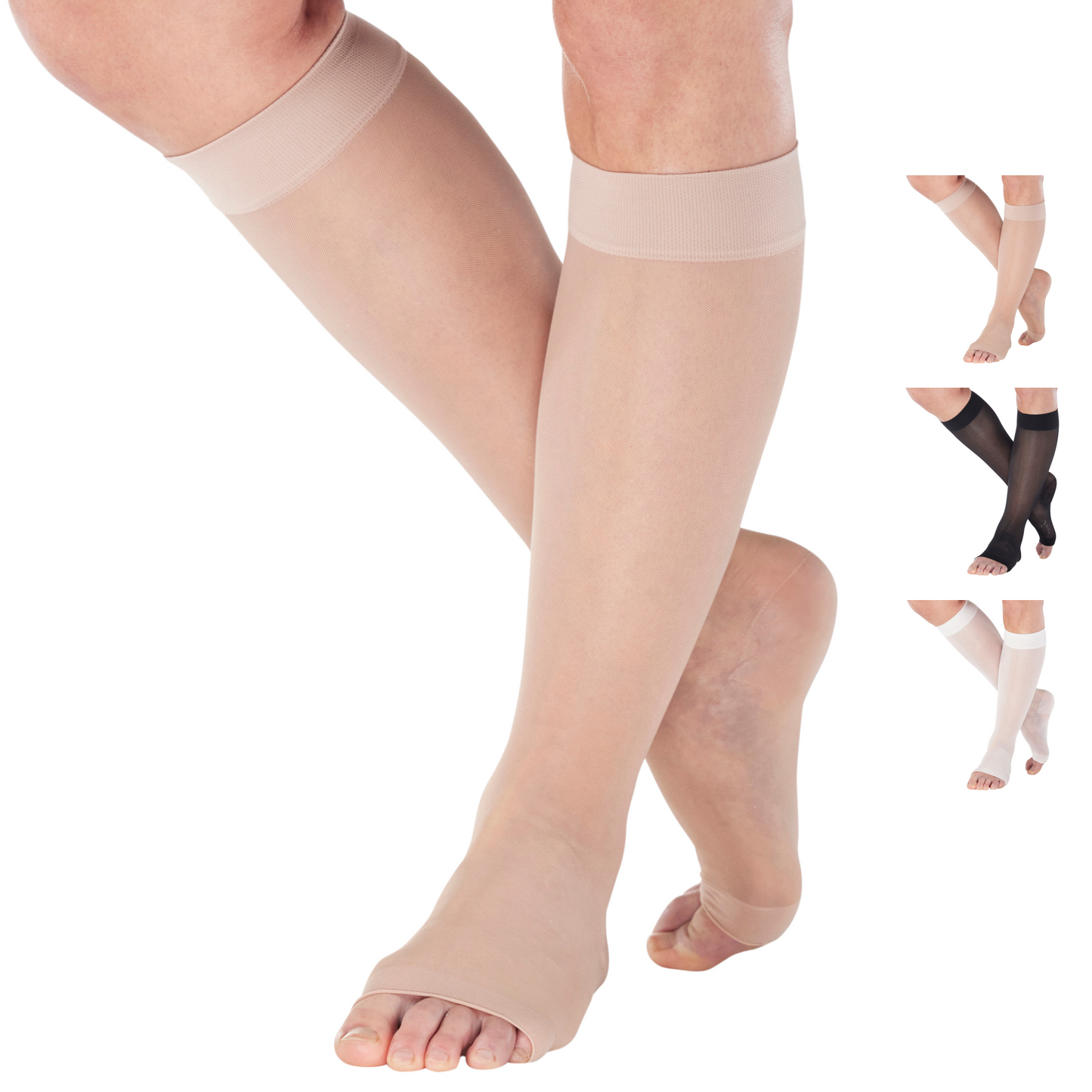 Open Toe Compression Knee High 15-20mmHg, A111