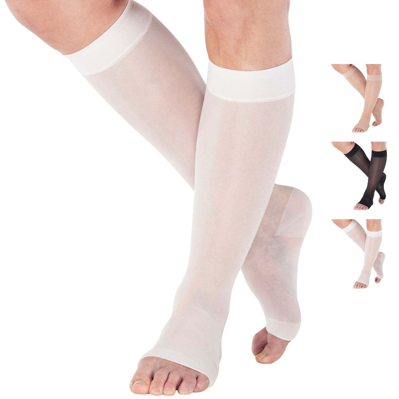 Open Toe Compression Knee High for Women 15-20mmHg, A111