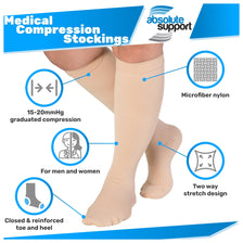 Closed Toe Compression Knee High Socks for Men 15-20mmHg, A131M