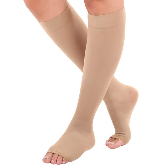 Open Toe Compression Knee High Socks 15-20mmHg, A131OT-W