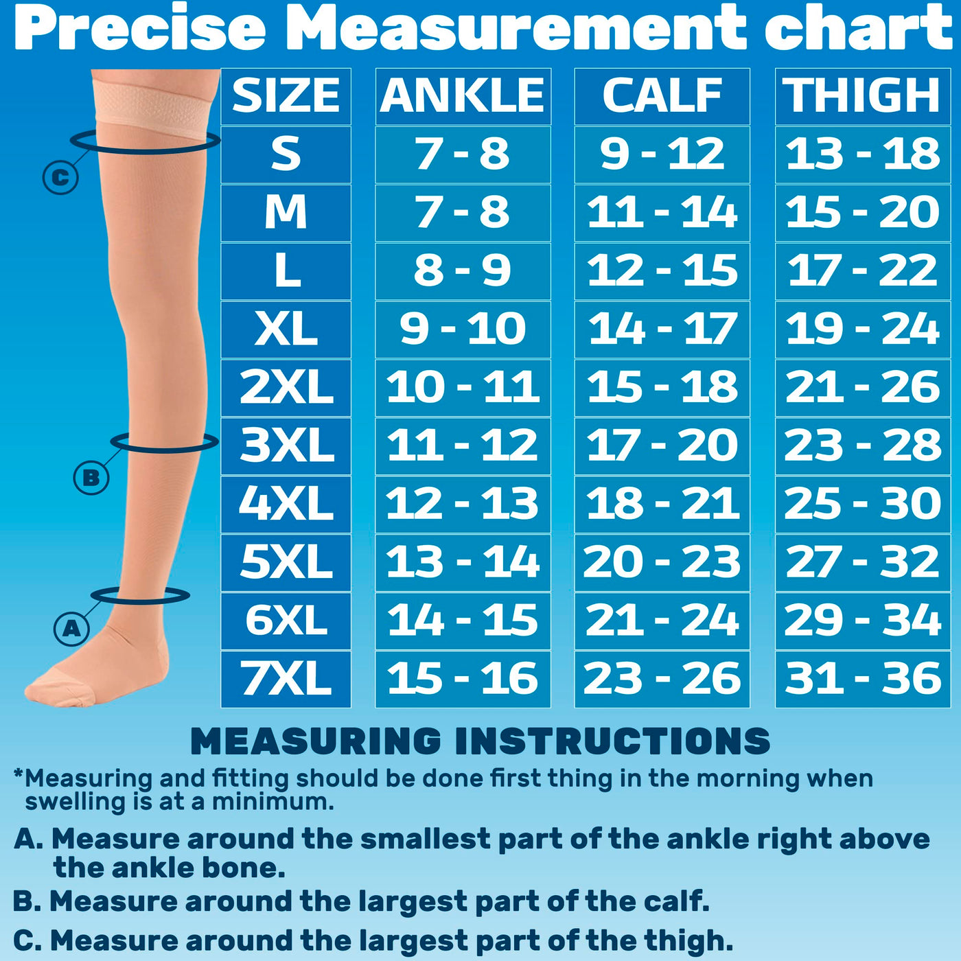 ABSOLUTE SUPPORT Thigh High Compression Socks for Women & Men 20-30mmHg, A203SW
