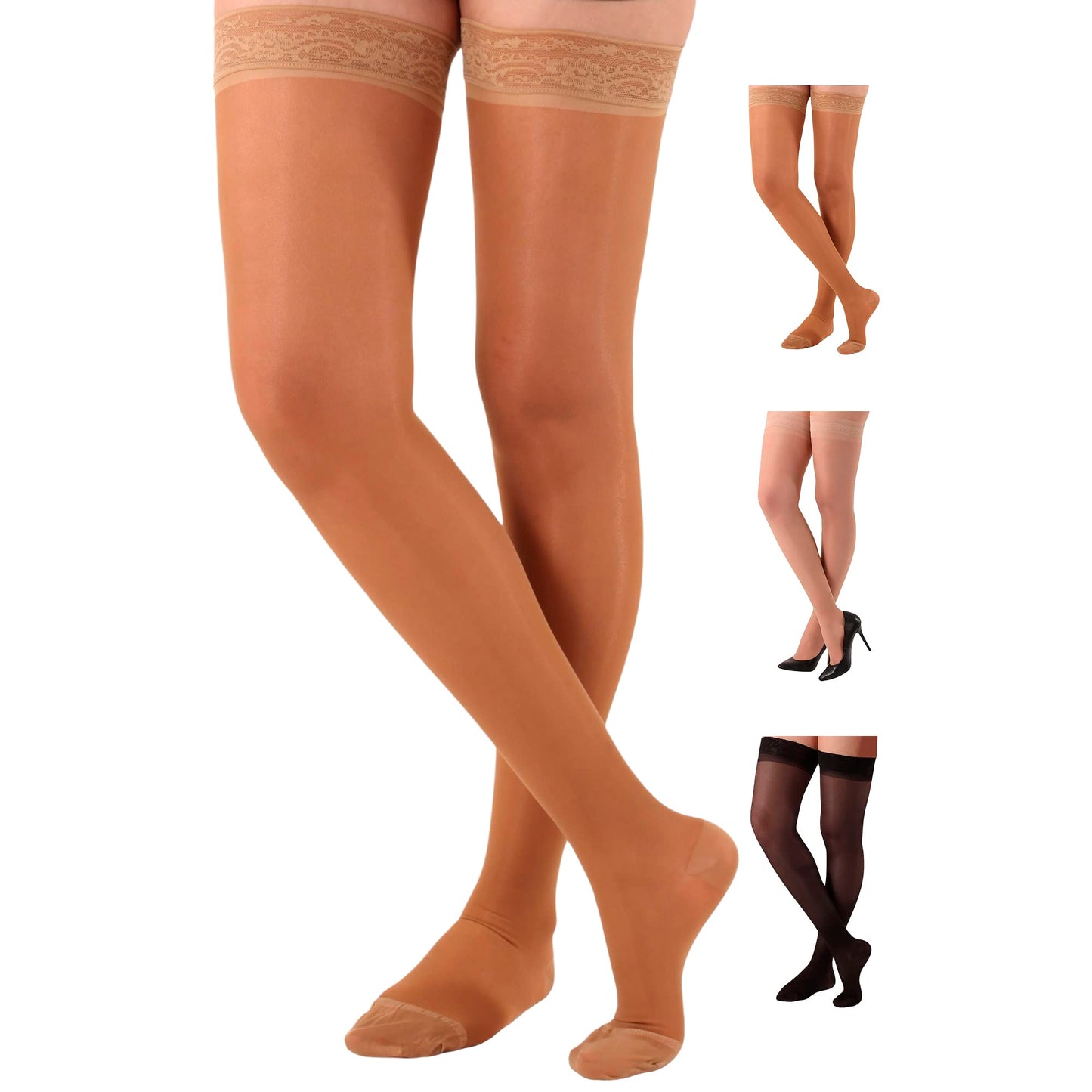 Sheer Lace Compression Thigh Highs 20-30mmHg, A206