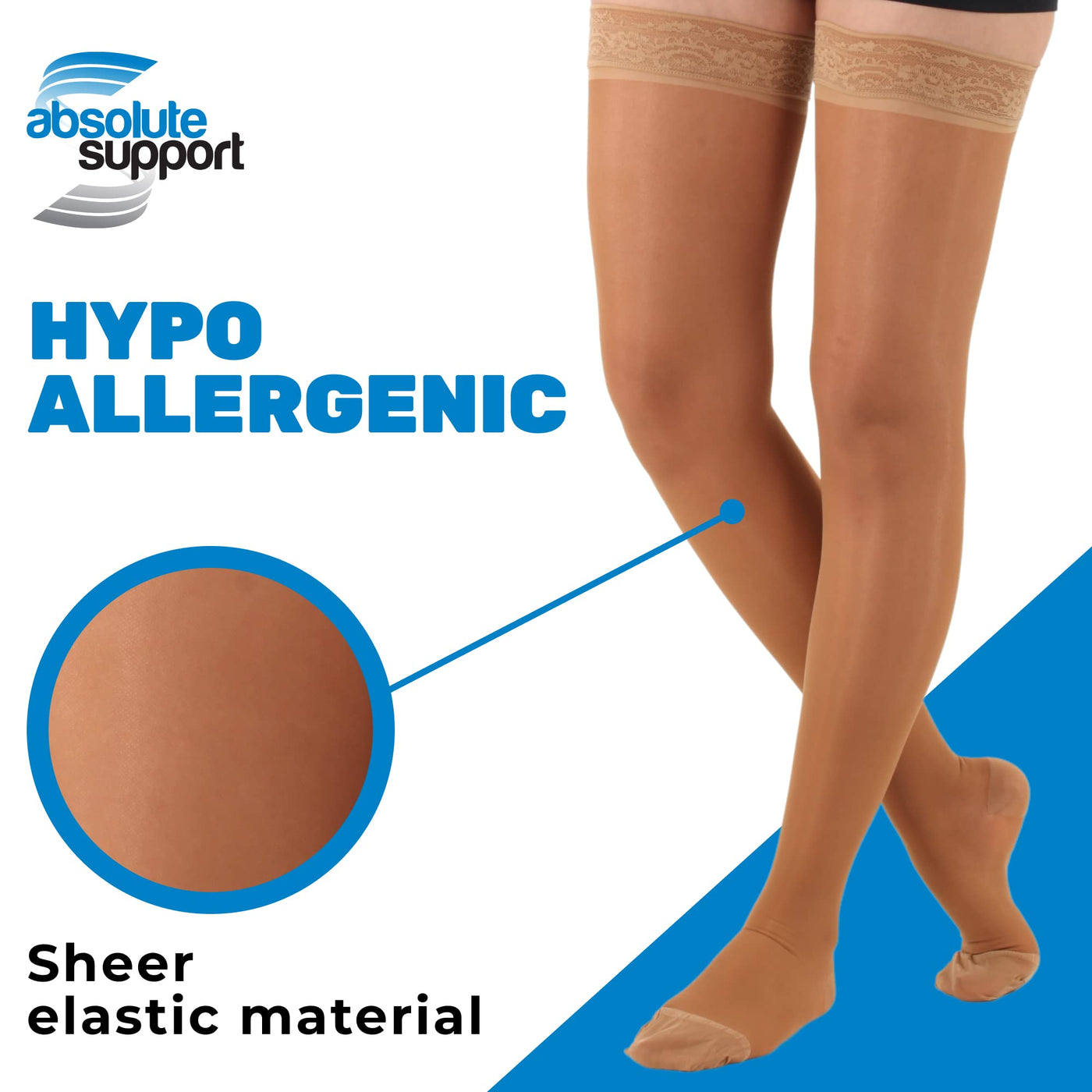 Sheer Lace Compression Thigh Highs for Women 20-30mmHg, A206