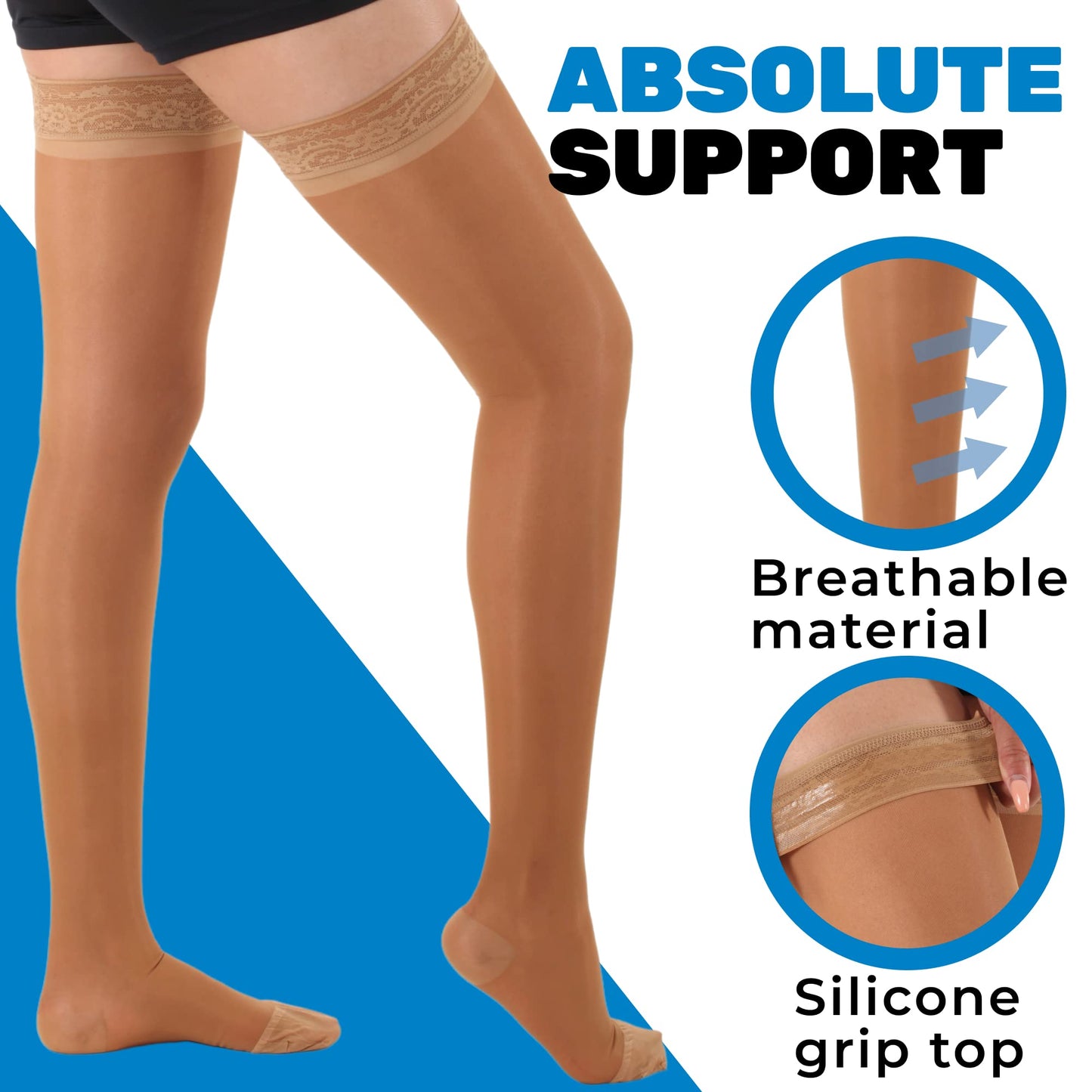 Sheer Lace Compression Thigh Highs 20-30mmHg, A206