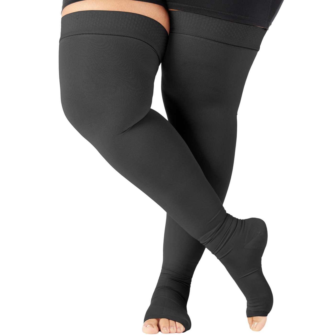 Open Toe Compression Thigh Highs for Women 20-30mmHg, A213W