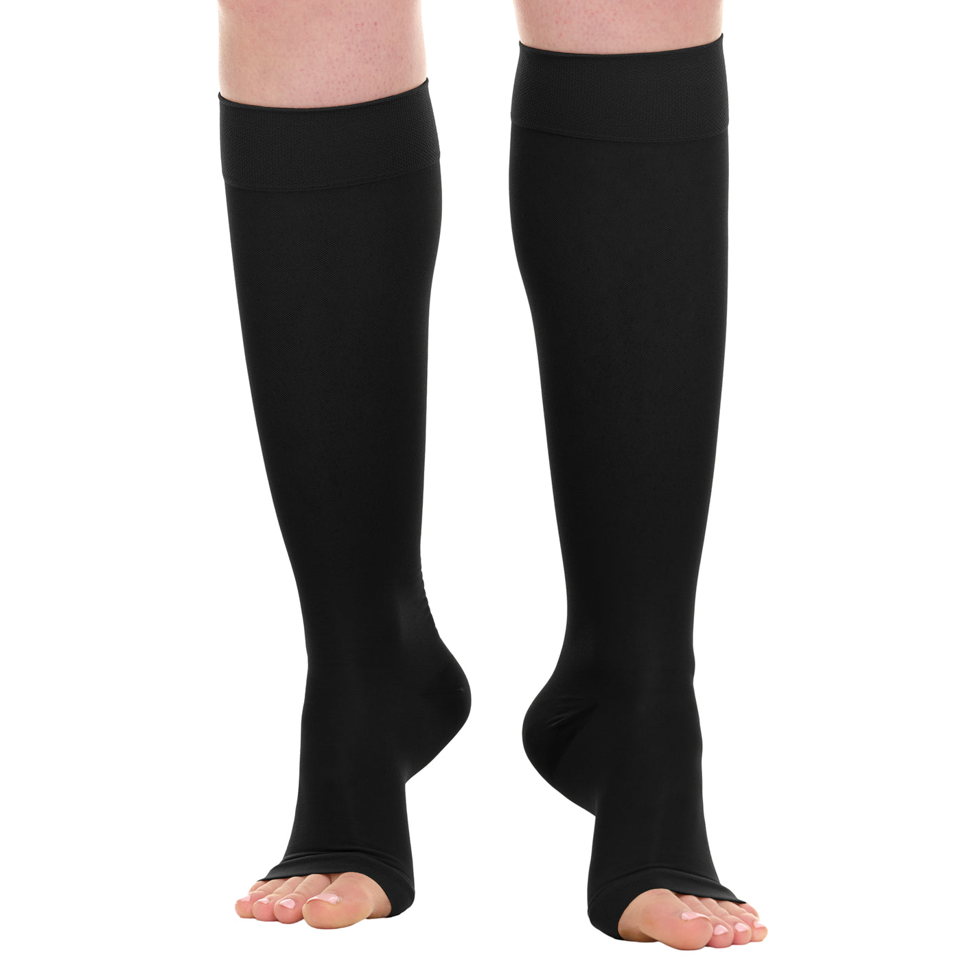 Open Toe Sheer Compression Knee High for Women 15-20mmHg 3-Pack, A413