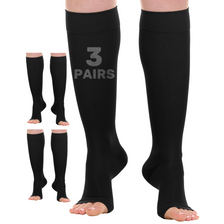 Open Toe Sheer Compression Knee High for Women 15-20mmHg 3-Pack, A413