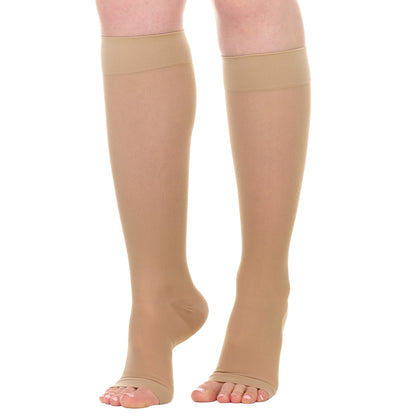 Open Toe Sheer Compression Knee High 20-30mmHg 3-Pack, A416