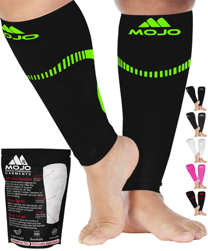 Mojo Compression Socks – Unisex Compression Footless Calf Stocking Sleeve – 20-30mmHg Opaque – A604