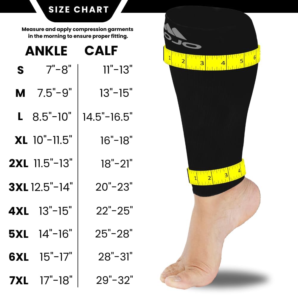 Mojo Compression Socks – Unisex Compression Footless Calf Stocking Sleeve – 20-30mmHg Opaque – A604