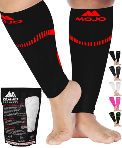 Mojo Compression Socks – Unisex Compression Footless Calf Stocking Sleeve – 20-30mmHg Opaque – A604
