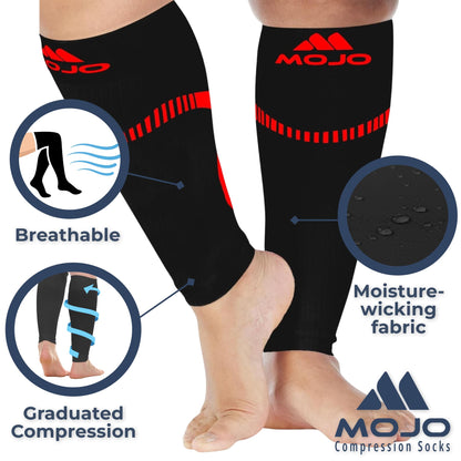 Mojo Compression Socks – Unisex Compression Footless Calf Stocking Sleeve – 20-30mmHg Opaque – A604