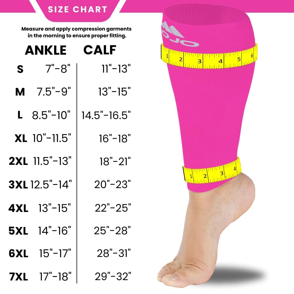 Mojo Compression Socks – Unisex Compression Footless Calf Stocking Sleeve – 20-30mmHg Opaque – A604