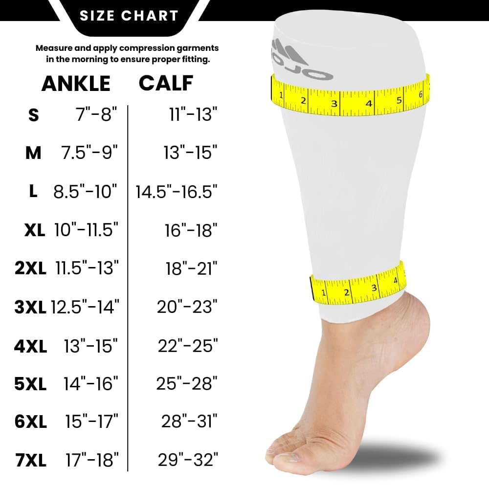 Mojo Compression Socks – Unisex Compression Footless Calf Stocking Sleeve – 20-30mmHg Opaque – A604