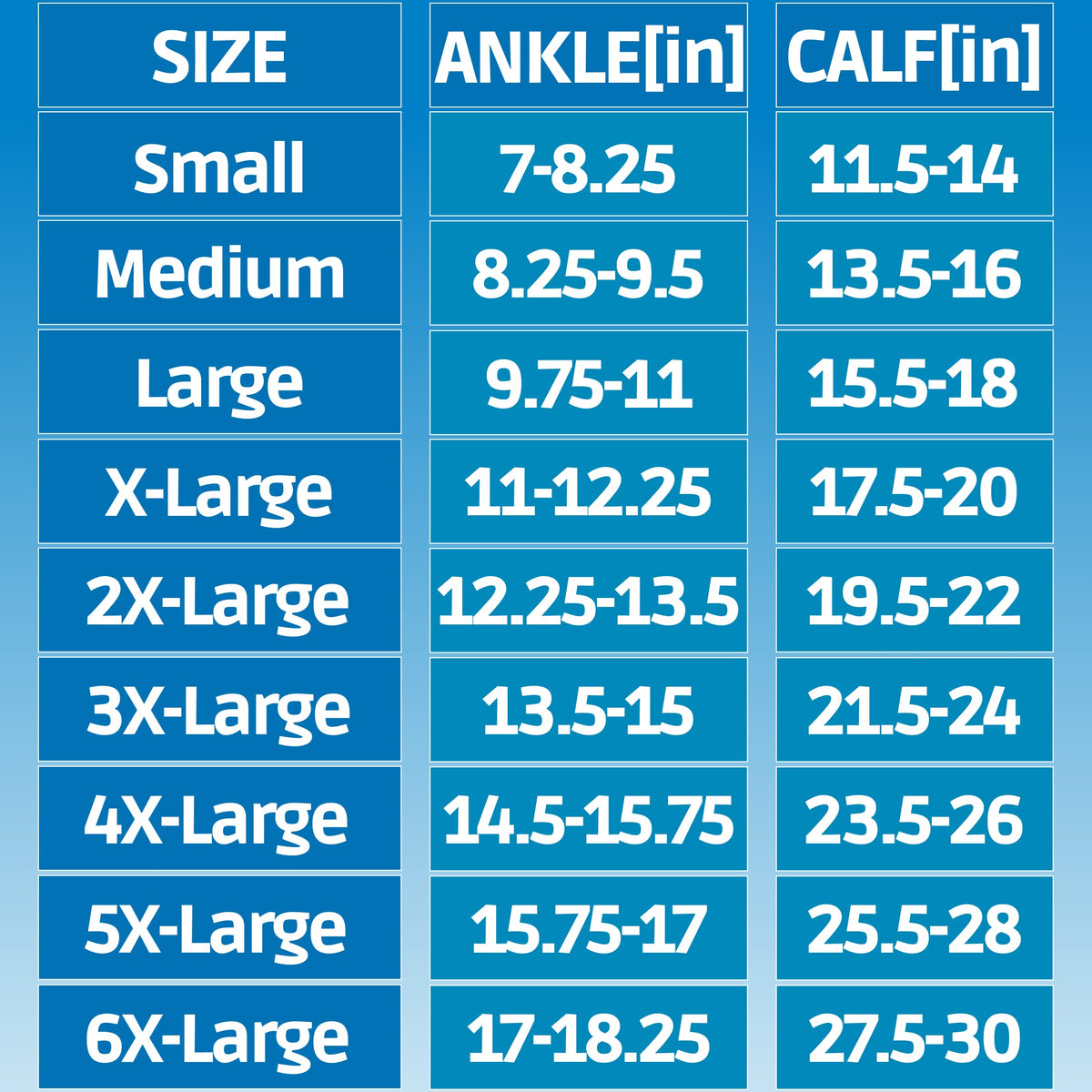 Size chart:
