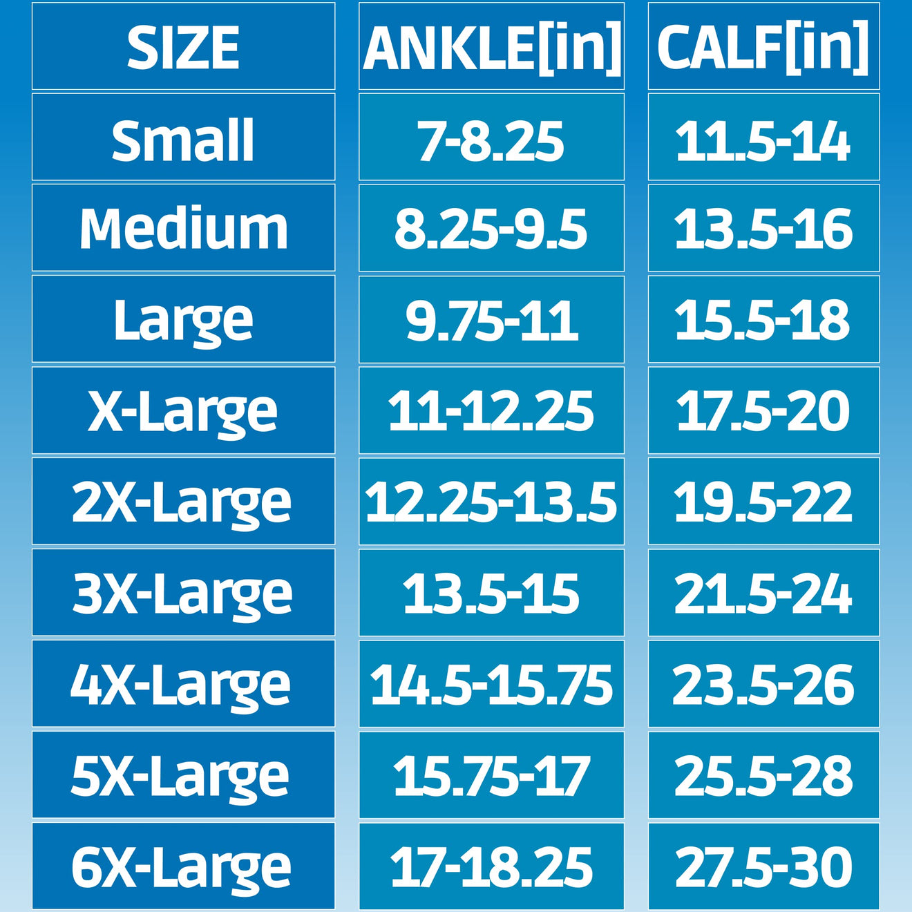 Size chart: