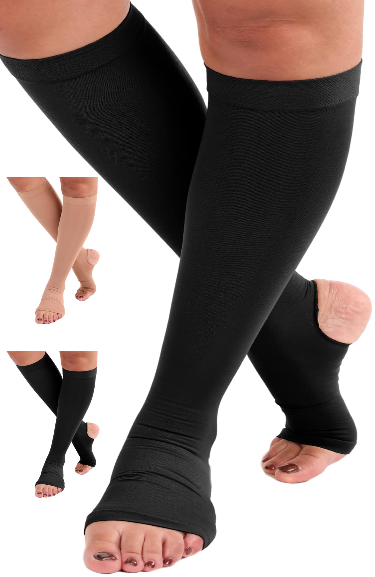 Open Toe & Heel Compression Socks 20-30mmHg, A911W