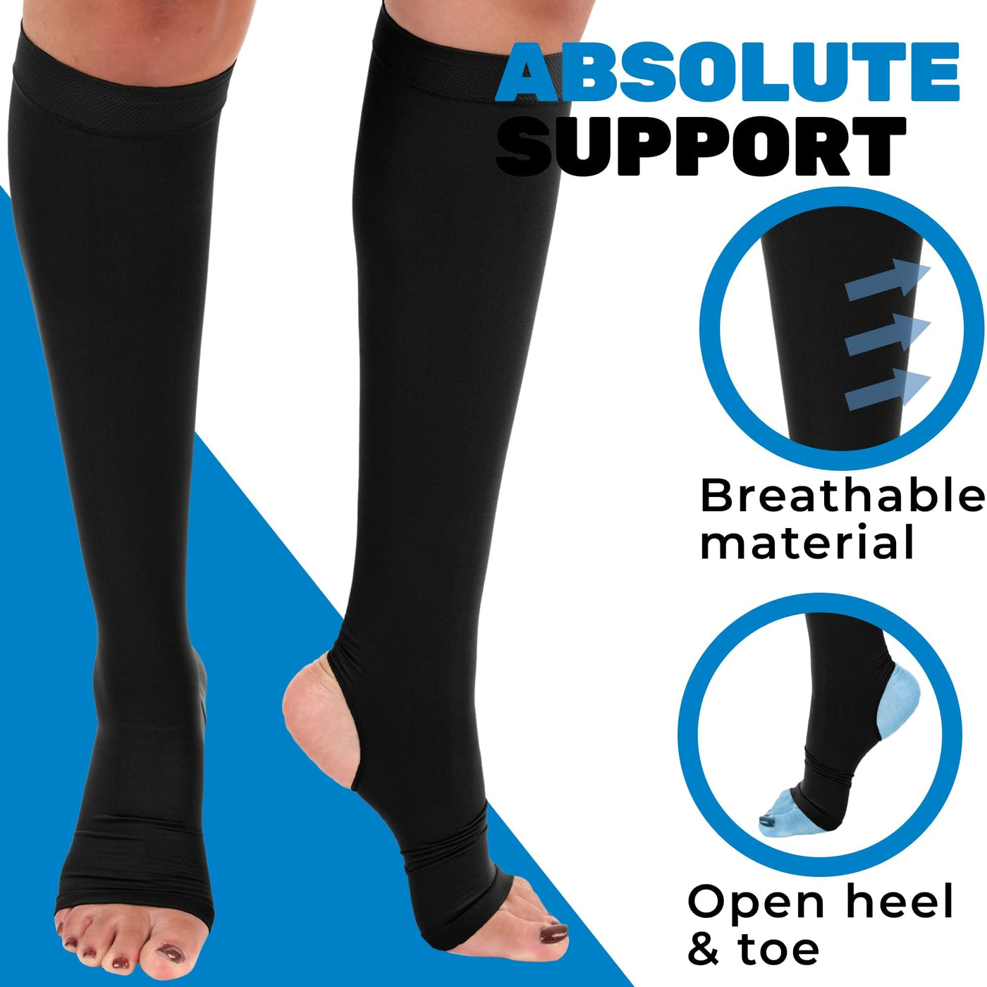 Open Toe & Heel Compression Socks for Women 20-30mmHg, A911W