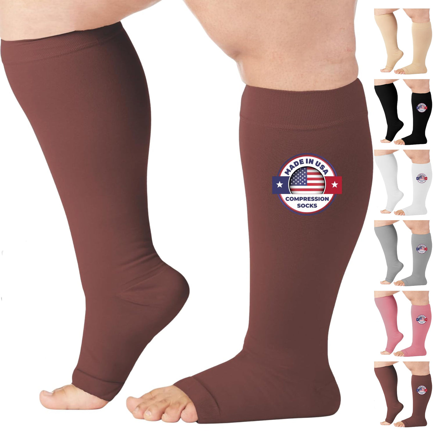 Open-Toe Lymphatic Compression Socks for Women 20-30mmHg, A211