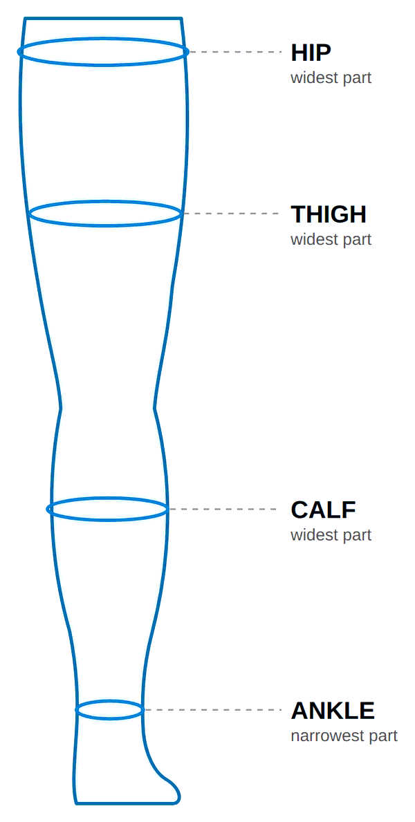 How to measure your leg: hip, thigh, calf, ankle