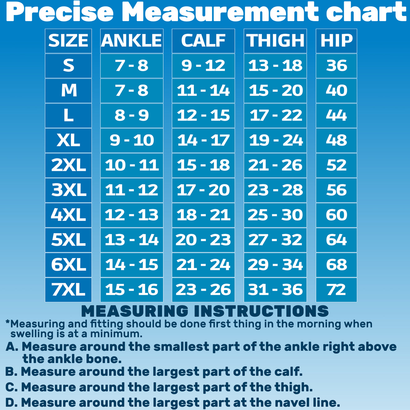 Size chart: